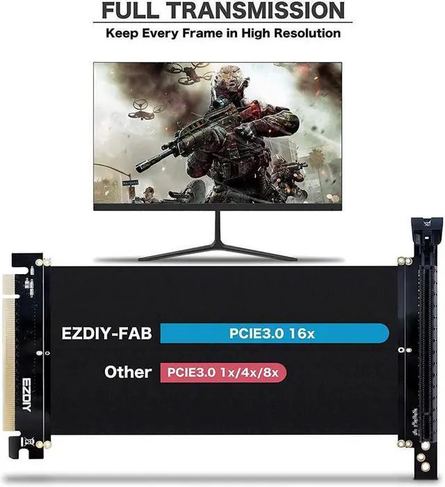 Alt view image 3 of 7 - BONAEVER New PCI Express 16x Flexible Cable Extension Port Adapters High Speed PCIE Riser Cable 90 Degrees Fit with FD R6 Case - 20cm