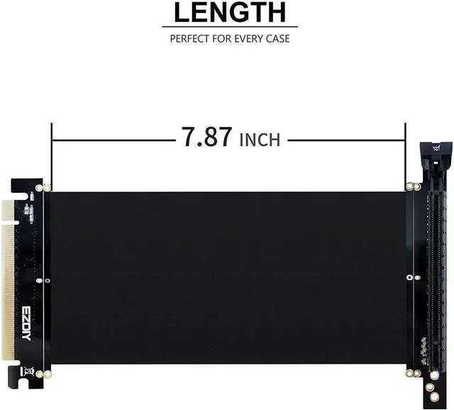 Alt view image 7 of 7 - BONAEVER New PCI Express 16x Flexible Cable Extension Port Adapters High Speed PCIE Riser Cable 90 Degrees Fit with FD R6 Case - 20cm
