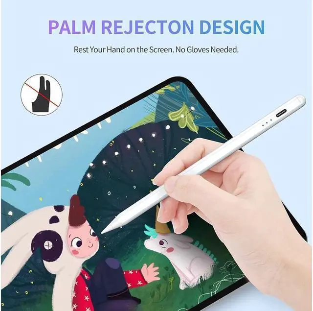 Alt view image 3 of 7 - BONAEVER Stylus Pen for iPad with Palm Rejection Compatible with 2018-2022 iPad Air 3rd/4th/5th iPad Pro 11/12.9 inch iPad 6th/7th/8th/9th iPad Mini 5th/6th Tilt Sensitivity iPad Pencil White