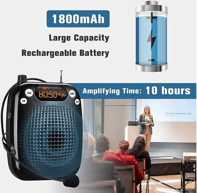 Alt view image 2 of 6 - BONAEVER Mini Microphone Voice Amplifier Portable Rechargeable Loudspeaker Teacher Wired Voice Amplifier with Headset Microphone Voice Amplifier Headset for Class for Elderly