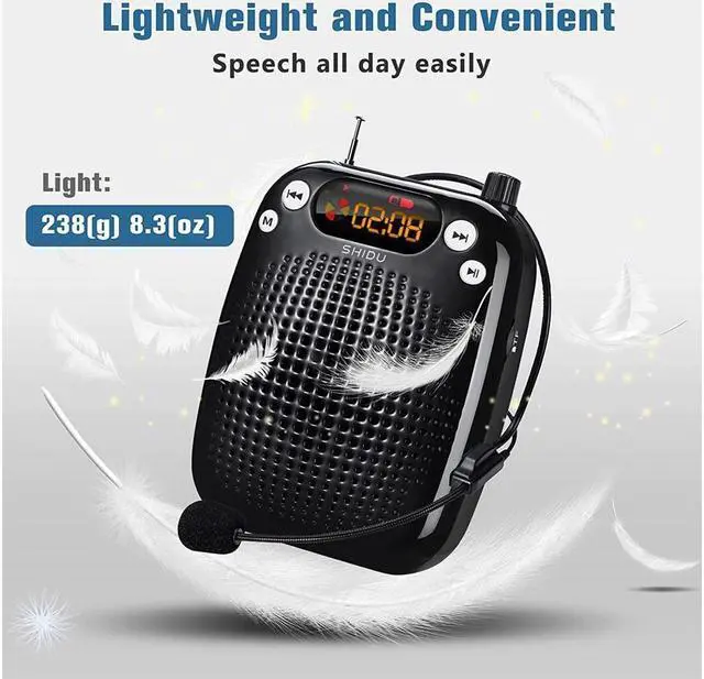 Alt view image 4 of 6 - BONAEVER Mini Microphone Voice Amplifier Portable Rechargeable Loudspeaker Teacher Wired Voice Amplifier with Headset Microphone Voice Amplifier Headset for Class for Elderly
