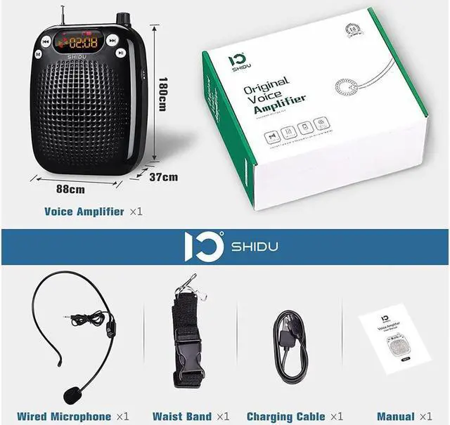 Alt view image 6 of 6 - BONAEVER Mini Microphone Voice Amplifier Portable Rechargeable Loudspeaker Teacher Wired Voice Amplifier with Headset Microphone Voice Amplifier Headset for Class for Elderly