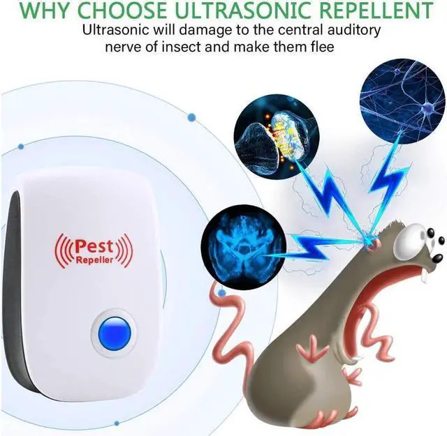 Alt view image 4 of 7 - BONAEVER Ultrasonic Pe Stand Repeller 6 Packs Plug-in Electronic Pe Stand Repeller for Bugs Insects Cockroaches Mice Spiders Rodents Mosquitoes