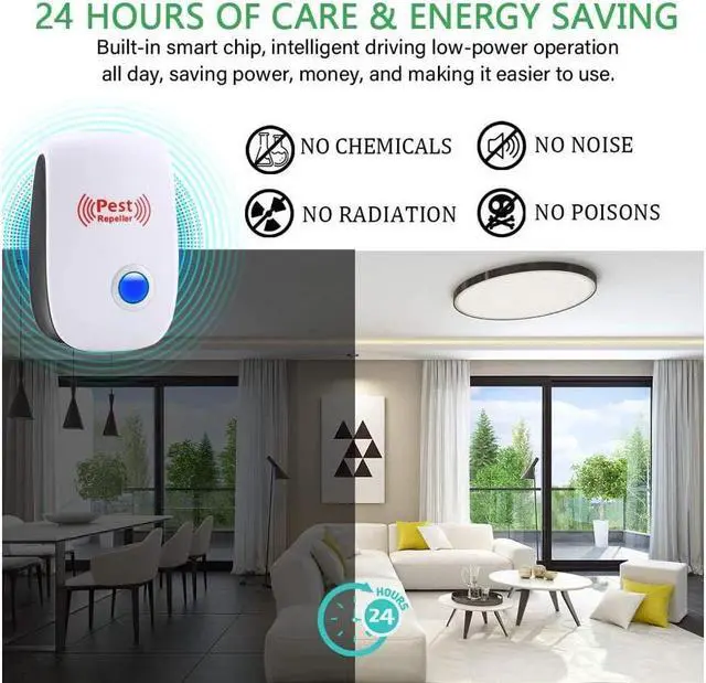 Alt view image 6 of 7 - BONAEVER Ultrasonic Pe Stand Repeller 6 Packs Plug-in Electronic Pe Stand Repeller for Bugs Insects Cockroaches Mice Spiders Rodents Mosquitoes