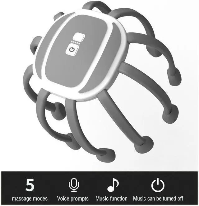 Main image of BONAEVER Electric Scalp Head Massager with bulit-in bluetooth speaker 5 Modes Octopus Claw Vibration Massage Standress Relief Relax