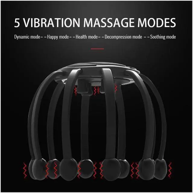 Alt view image 3 of 7 - BONAEVER Electric Scalp Head Massager with bulit-in bluetooth speaker 5 Modes Octopus Claw Vibration Massage Standress Relief Relax