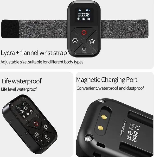Alt view image 5 of 6 - BONAEVER Wireless Smart Remote Control for GoPro Hero 10 Hero 9 Hero 8 GoPro Max Waterproof with LCD Indicator Magnet Charger Port Wri Stand Strap for Go Pro 10 9 8 Accessories