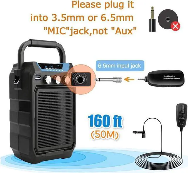 Alt view image 3 of 7 - BONAEVER Wireless Lavalier Microphone 2.4G Wireless Microphone Systerm with Lavalier Lapel Mic Standransmitter&Receiver for Conference Speaker Teaching Tour Guiding Standage Performance