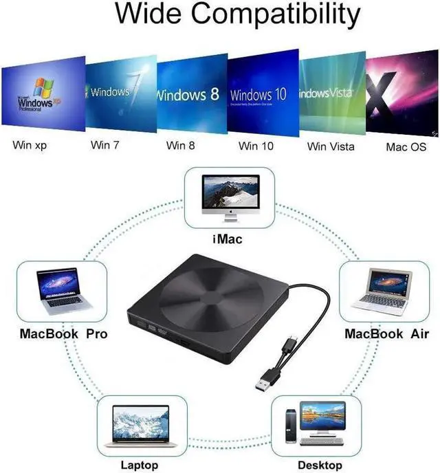 Alt view image 2 of 7 - Type C USB 3.0 Slim External DVD RW CD Writer Drive Burner Reader Player Optical Drives CD-RW Burner Reader Recorder For Laptop