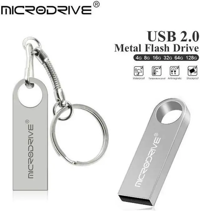 Main image of Mini USB Flash Drive Microdrive 16GB Data Traveler USB 2.0 Flash Drive Speed Up to 100MB/s Metal Memory Stick Silver 16GB