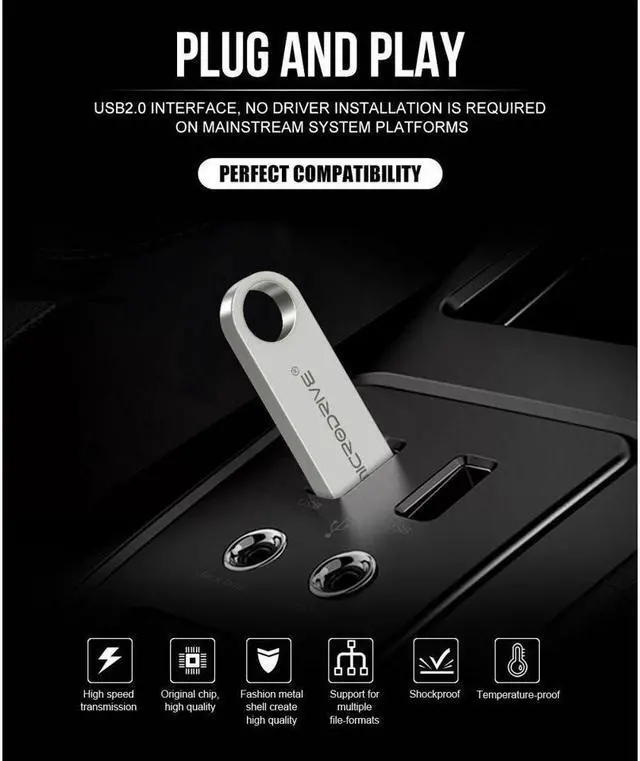Alt view image 3 of 6 - Mini USB Flash Drive Microdrive 16GB Data Traveler USB 2.0 Flash Drive Speed Up to 100MB/s Metal Memory Stick Silver 16GB
