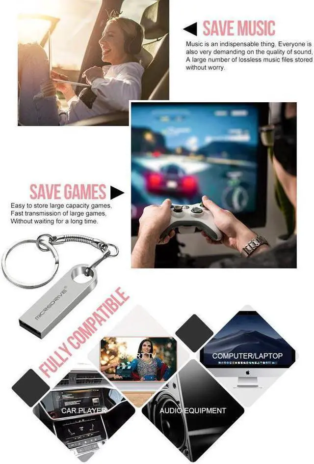 Alt view image 5 of 6 - Mini USB Flash Drive Microdrive 16GB Data Traveler USB 2.0 Flash Drive Speed Up to 100MB/s Metal Memory Stick Silver 16GB