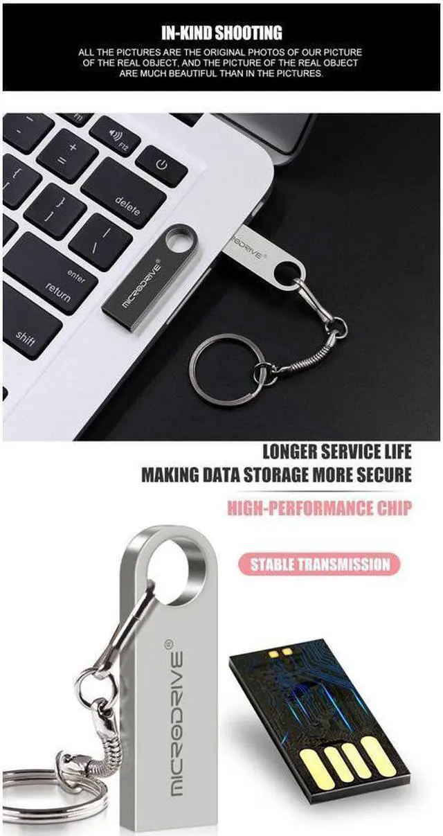 Alt view image 4 of 6 - Mini USB Flash Drive Microdrive 16GB Data Traveler USB 2.0 Flash Drive Speed Up to 100MB/s Metal Memory Stick Silver 16GB