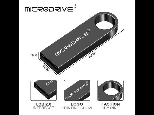 Alt view image 2 of 7 - Mini USB Flash Drive Microdrive 32GB Data Traveler USB 2.0 Flash Drive Speed Up to 100MB/s Metal Memory Stick Black 32GB