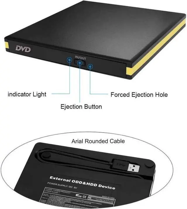 Alt view image 2 of 7 - BONAEVER USB 3.0 External DVD Drive USB Portable CD Drive DVD Drive External CD Burner Disc Drive Burner for Desktop Computer MacBook Mac OS Windows 10/8/7 XP Vi Standa