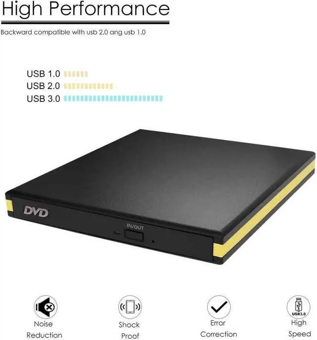 Alt view image 3 of 7 - BONAEVER USB 3.0 External DVD Drive USB Portable CD Drive DVD Drive External CD Burner Disc Drive Burner for Desktop Computer MacBook Mac OS Windows 10/8/7 XP Vi Standa
