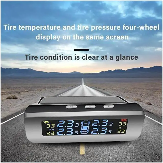 Alt view image 6 of 7 - BONAEVER Tire Pressure Monitoring Alarm Systerm TPMS Solar Device Solar Charge Large Colorful Screen Simple In Standallation Setup with 4 External Sensors