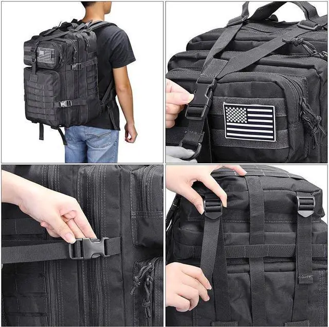 Alt view image 7 of 7 - BONAEVER Tactical Military Molle Backpack 1.2 gal (40 L) Large Capacity 180° Large Opening Removable Multi-functional For Outdoor Activities Mountain Climbing Hiking Traveling