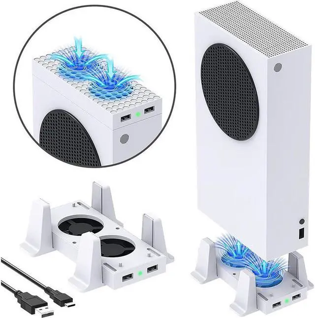 Main image of BONAEVER Cooling Stand Compatible with Xbox Series S Dual Purpose Cooling Fan Cooler System Dock Station Accessories 3 Level Adjustable Speed & 2 Extra USB Ports (Only Compatible with Xbox Series S)