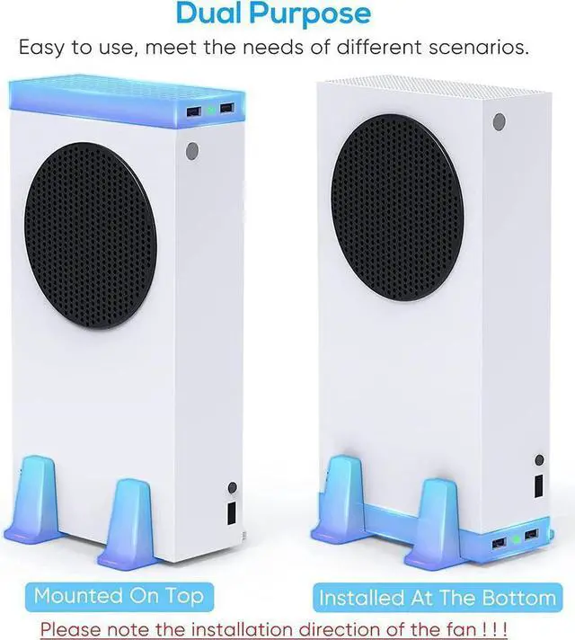 Alt view image 3 of 7 - BONAEVER Cooling Stand Compatible with Xbox Series S Dual Purpose Cooling Fan Cooler System Dock Station Accessories 3 Level Adjustable Speed & 2 Extra USB Ports (Only Compatible with Xbox Series S)