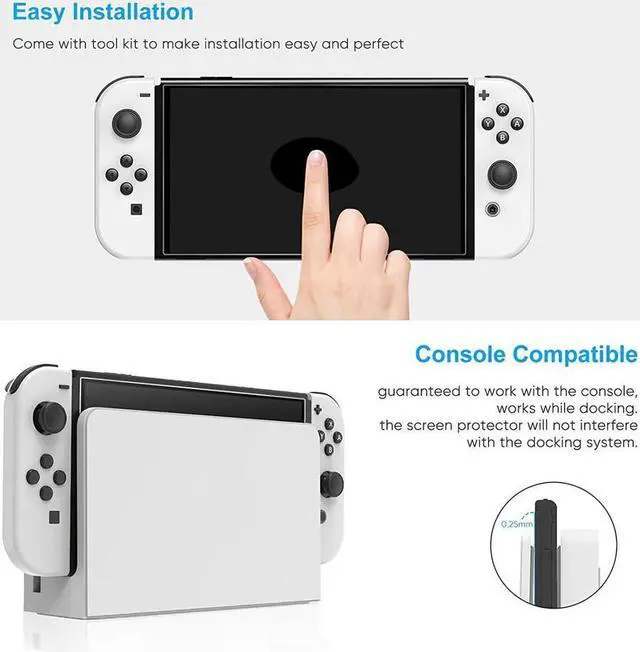 Alt view image 4 of 7 - BONAEVER Tempered Glass Screen Protector Compatible with Switch OLED Model (3 Pack) Ultra-Thin HD Clear Anti-scratch Screen Cover Film