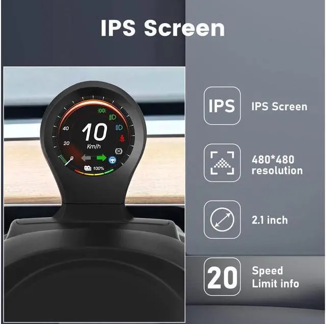 Alt view image 6 of 7 - BONAEVER Car HUD Head Up Display Car Car Dashboard In Standrument Compatible with Tesla Model 3 Model Y with Speed Gear Battery Power Mileage Other Raw Data Wireless Charging Holder Mount