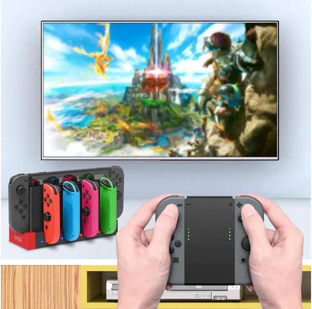 Alt view image 7 of 7 - BONAEVER Charger for Switch &Switch OLED Joy Cons Controllers Charging Dock Base Station for Nintendo Switch Joycons with Indicator Charger Station Stand for Joy Cons