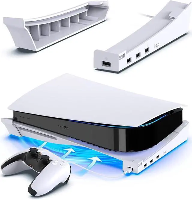 Main image of BONAEVER Horizontal Hub USB Port Stand for PS5 Base Stand Compatible with Play Station 5 Disc & Digital Edition Upgrade Accessories Stand andolder for PS5 Console
