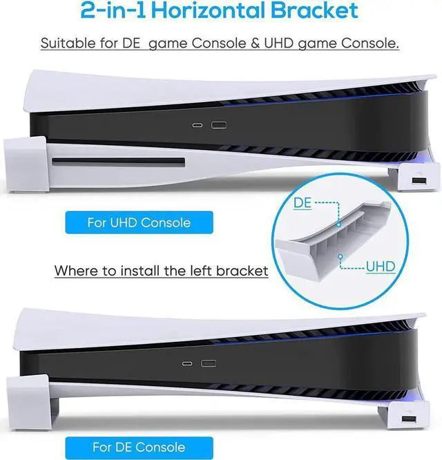 Alt view image 5 of 7 - BONAEVER Horizontal Hub USB Port Stand for PS5 Base Stand Compatible with Play Station 5 Disc & Digital Edition Upgrade Accessories Stand andolder for PS5 Console