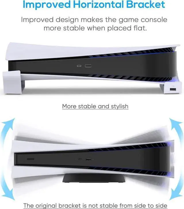 Alt view image 3 of 7 - BONAEVER Horizontal Hub USB Port Stand for PS5 Base Stand Compatible with Play Station 5 Disc & Digital Edition Upgrade Accessories Stand andolder for PS5 Console