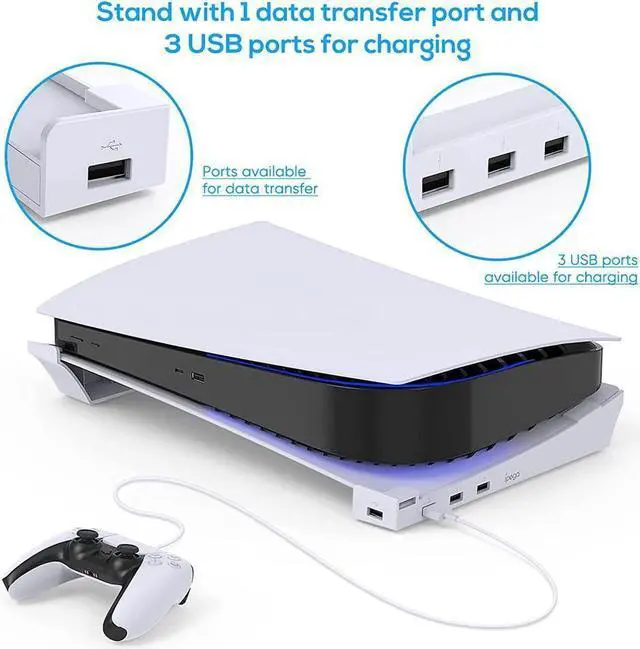 Alt view image 2 of 7 - BONAEVER Horizontal Hub USB Port Stand for PS5 Base Stand Compatible with Play Station 5 Disc & Digital Edition Upgrade Accessories Stand andolder for PS5 Console
