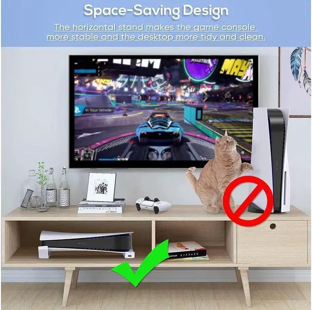 Alt view image 7 of 7 - BONAEVER Horizontal Hub USB Port Stand for PS5 Base Stand Compatible with Play Station 5 Disc & Digital Edition Upgrade Accessories Stand andolder for PS5 Console