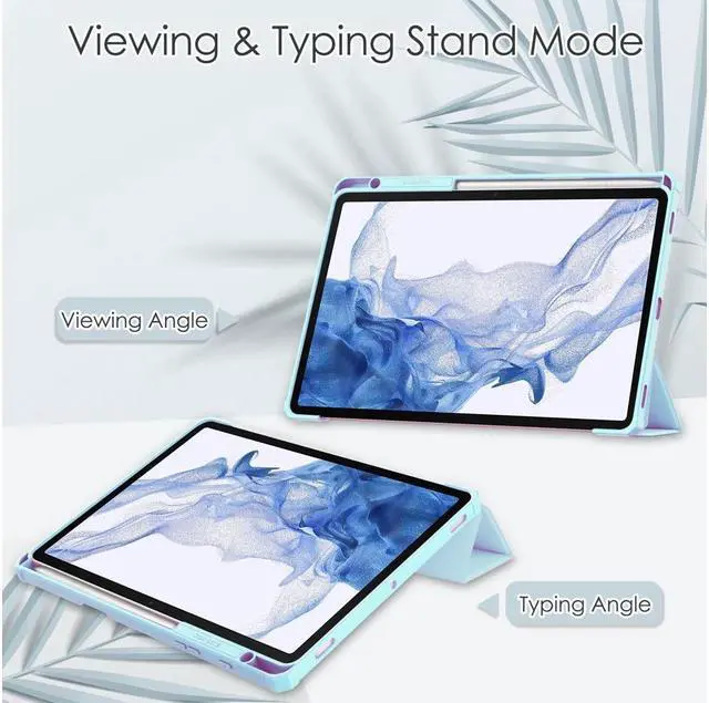 Alt view image 2 of 7 - BONAEVER Case for Samsung Galaxy Tab S8 11 inch 2022 SM-X700/X706 /Tab S7 11 inch 2020 SM-T870/T875/T878 with S-Pen Holder Trifold Cover Transparent PC Back Shell with Auto-Wake Stylus Pen Sky Blue