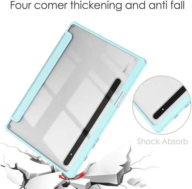 Alt view image 6 of 7 - BONAEVER Case for Samsung Galaxy Tab S8 11 inch 2022 SM-X700/X706 /Tab S7 11 inch 2020 SM-T870/T875/T878 with S-Pen Holder Trifold Cover Transparent PC Back Shell with Auto-Wake Stylus Pen Sky Blue