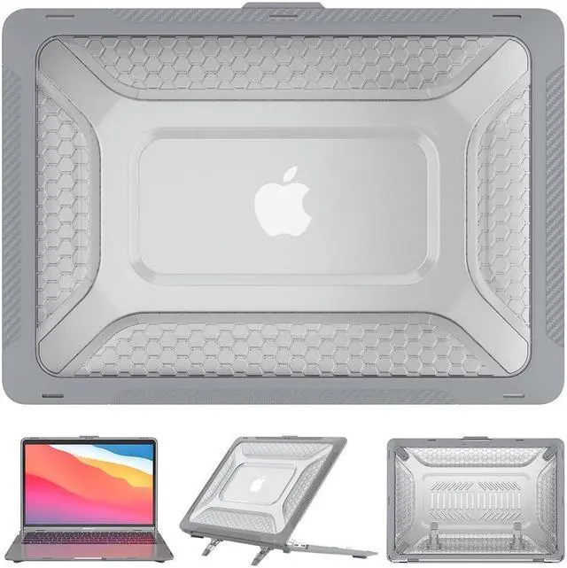 Alt view image 5 of 7 - BONAEVER For Macbook Air 13 inch Case 2022 2021-2018 Release A2337 M1 A2179 A1932 Retina Display Touch ID Shockproof Hard Shell Cover with Fold Stand and & Keyboard Cover Skin