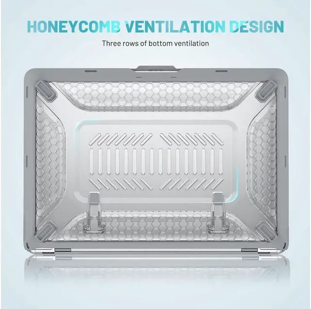 Alt view image 4 of 7 - BONAEVER For Macbook Air 13 inch Case 2022 2021-2018 Release A2337 M1 A2179 A1932 Retina Display Touch ID Shockproof Hard Shell Cover with Fold Stand and & Keyboard Cover Skin