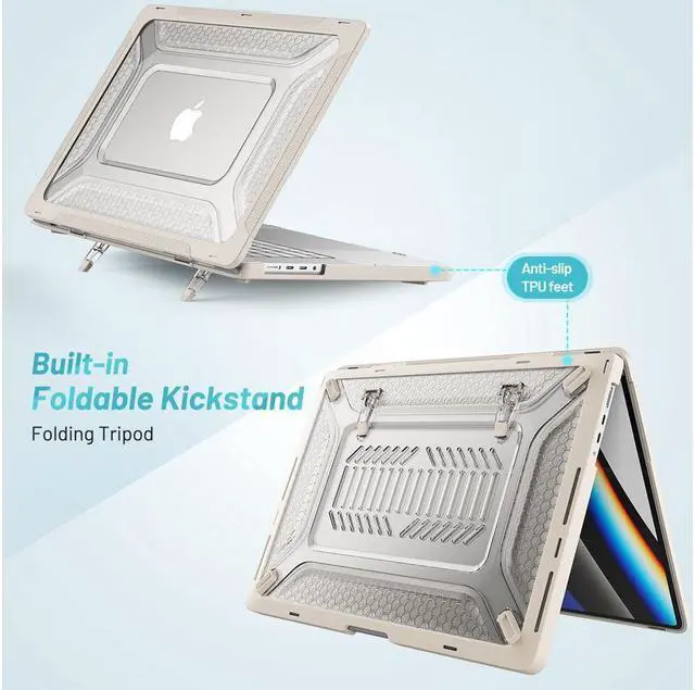 Alt view image 5 of 7 - BONAEVER For Macbook Pro 16 inch Case 2021 2022 Release A2485 M1 Pro/Max with Liquid Retina XDR Display Touch ID Plastic Hard Shell Case with Fold Stand and & Keyboard Cover Skin