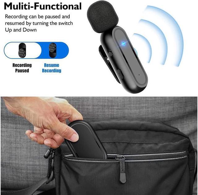 Alt view image 7 of 7 - BONAEVER 2 Pack Wireless Lavalier Microphone for iPhone iPad - Ecomxia 7H Clip on Lapel Microphone Wireless for Video Recording Vlogging YouTube Interview with Charging Case 3 Mode Denoise 70ft