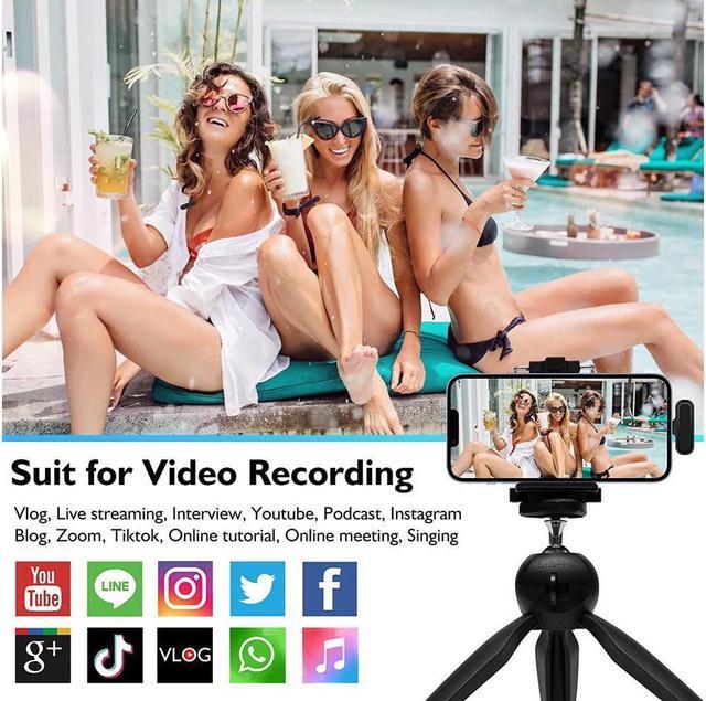 Alt view image 6 of 7 - BONAEVER 2 Pack Wireless Lavalier Microphone for iPhone iPad - Ecomxia 7H Clip on Lapel Microphone Wireless for Video Recording Vlogging YouTube Interview with Charging Case 3 Mode Denoise 70ft