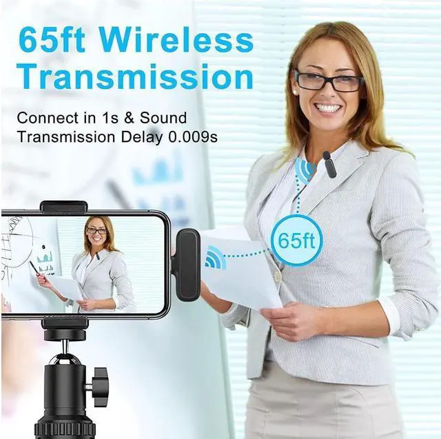 Alt view image 5 of 6 - BONAEVER Wireless Microphone for Type-C Phone Plug-Play Wireless Lavalier Mic with Clips & 2 Microphone for USB-C Phone Video Recording YouTube TikTok Facebook Live Standream Noise Reduction