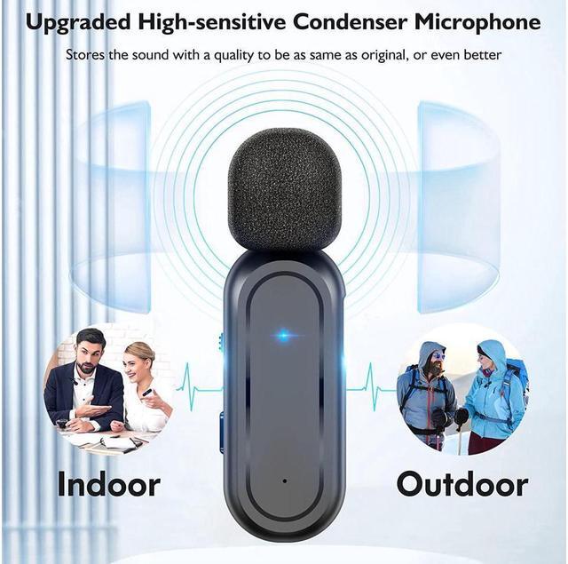 Alt view image 4 of 7 - BONAEVER 2 Pack Wireless Lavalier Microphone for iPhone iPad - Ecomxia 7H Clip on Lapel Microphone Wireless for Video Recording Vlogging YouTube Interview with Charging Case 3 Mode Denoise 70ft