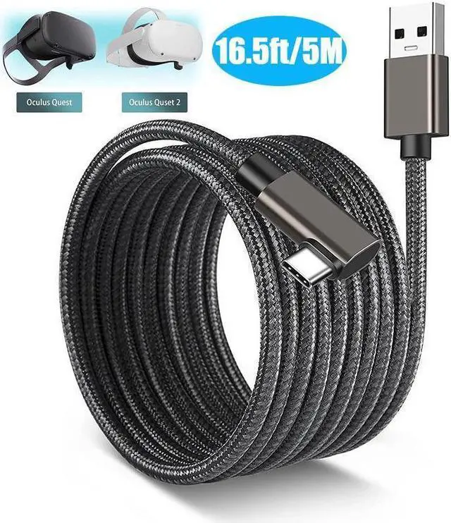 Main image of for Oculus Quest 2 Link Cable 16.5FT/5M, 90 Degree Nylon Braided Link Cable with 5Gbps Data Transfer and up to 3A Fast Charging USB A to USB C Link Cable for Oculus Quest 1/2 VR Headset and Gaming PC