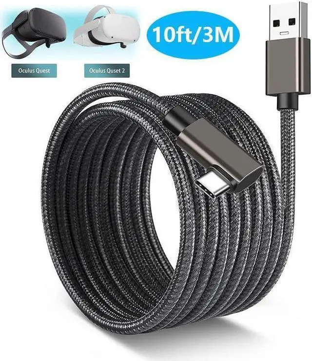 Main image of for Oculus Quest 2 Link Cable 10FT/3M, 90 Degree Nylon Braided Link Cable with 5Gbps Data Transfer and up to 3A Fast Charging USB A to USB C Link Cable for Oculus Quest 1/2 VR Headset and Gaming PC