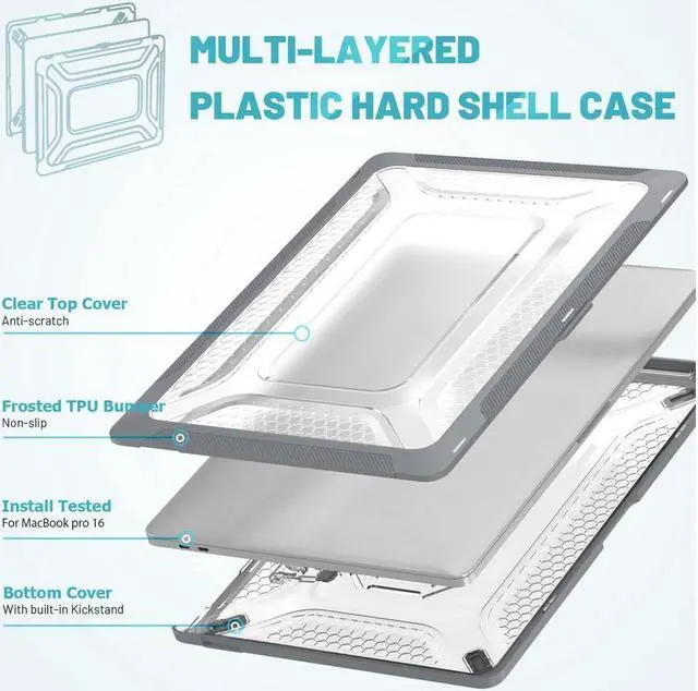 Alt view image 6 of 7 - BONAEVER Compatible with MacBook Pro 16 inch Case 2020 2019 Release A2141 with Touch Bar & Touch ID Plastic Hard Shell Case with Fold Stand and & Keyboard Cover Skin