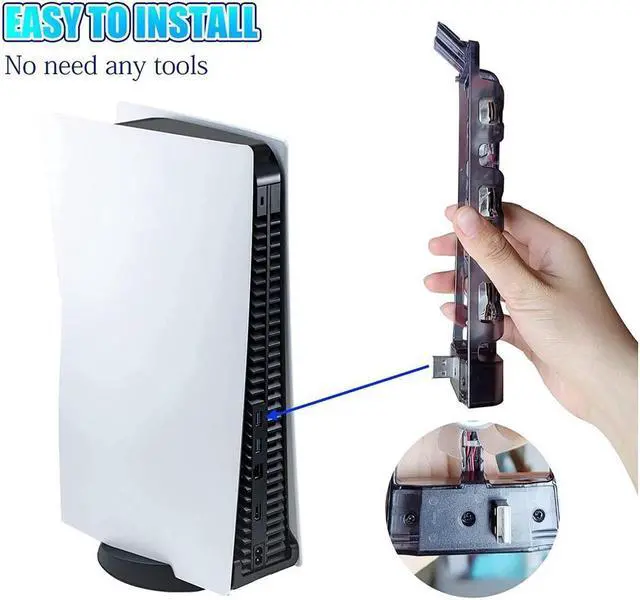Alt view image 5 of 7 - BONAEVER PS5 Cooling Fan with LED Light PS5 Accessories Cooler Fan for Play Standation 5 Digital & Disc Edition Console 5
