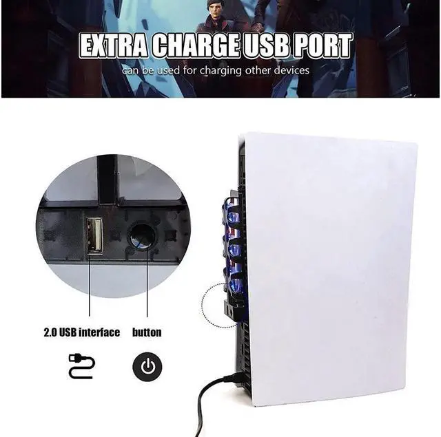 Alt view image 6 of 7 - BONAEVER PS5 Cooling Fan with LED Light PS5 Accessories Cooler Fan for Play Standation 5 Digital & Disc Edition Console 5