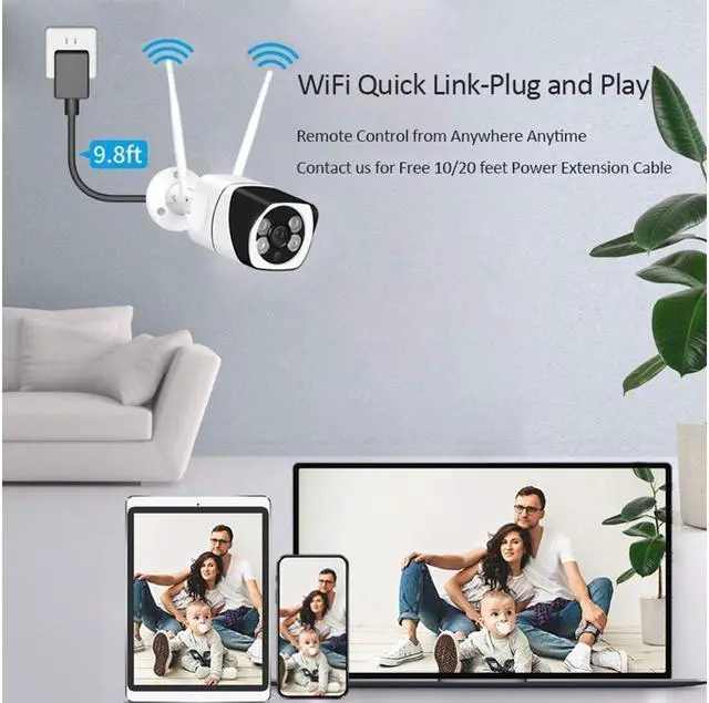 Alt view image 5 of 7 - BONAEVER Wireless Security Camera Outdoor 1080P WiFi Home Camera with Floodlight Siren Alarm Two Way Audio Security Camera with Smart Human Detection Color Night Vision for Home Shop Factory