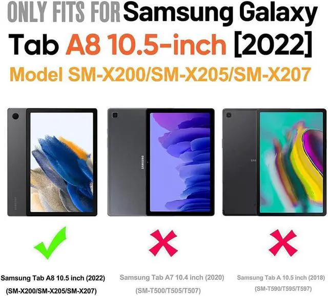 Alt view image 2 of 7 - BONAEVER Case for Samsung Galaxy Tab A8 10.5 inch 2022 (SM-X200/ SM-X205/ SM-X207) with Screen Protector [360 Degree Rotatable Stand & Hand Strap] Pen Holder Shoulder Strap for Galaxy Tab A8 10.5 2022