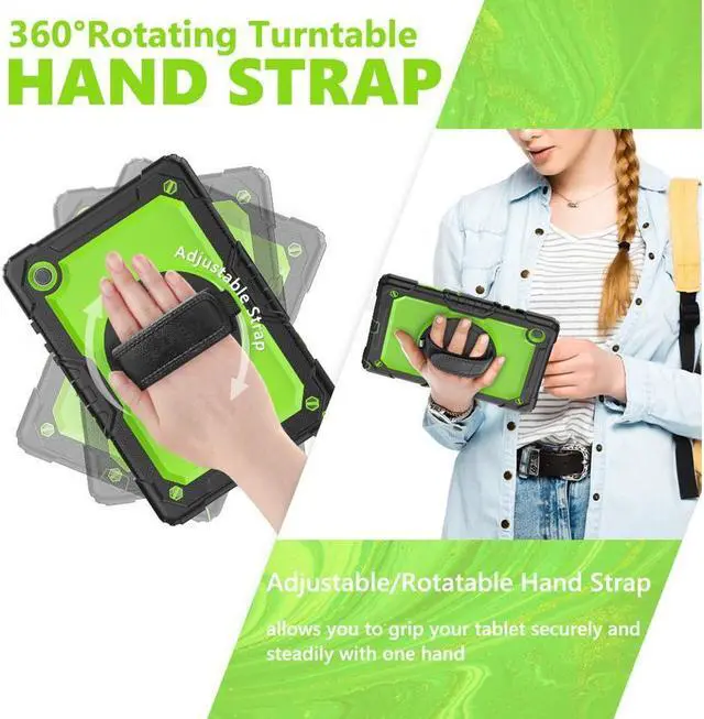 Alt view image 3 of 7 - BONAEVER Case for Samsung Galaxy Tab A8 10.5 inch 2022 (SM-X200/ SM-X205/ SM-X207) with Screen Protector [360 Degree Rotatable Stand & Hand Strap] Pen Holder Shoulder Strap for Galaxy Tab A8 10.5 2022