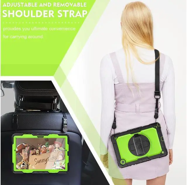 Alt view image 6 of 7 - BONAEVER Case for Samsung Galaxy Tab A8 10.5 inch 2022 (SM-X200/ SM-X205/ SM-X207) with Screen Protector [360 Degree Rotatable Stand & Hand Strap] Pen Holder Shoulder Strap for Galaxy Tab A8 10.5 2022